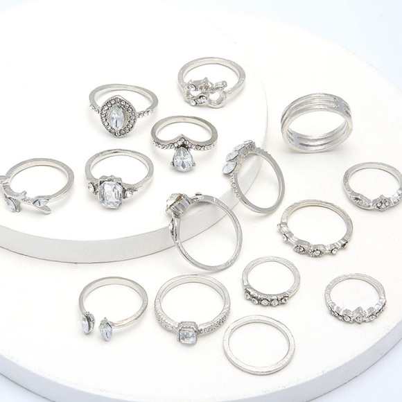 15PCS - Silver Rings Set - Picture 3 of 7